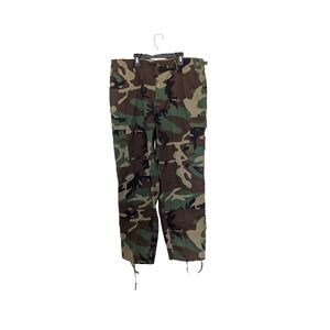 Vintage Men's Woodland US Army BDU Camo Tactical Cargo Pants Sz Large-short